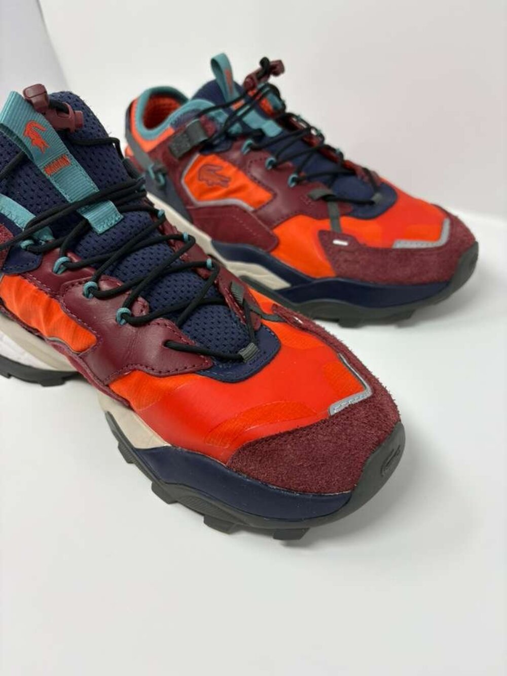 Lacoste L-Guard Breaker Sneakers Mens US 9.5 Orange Burgundy Shoes